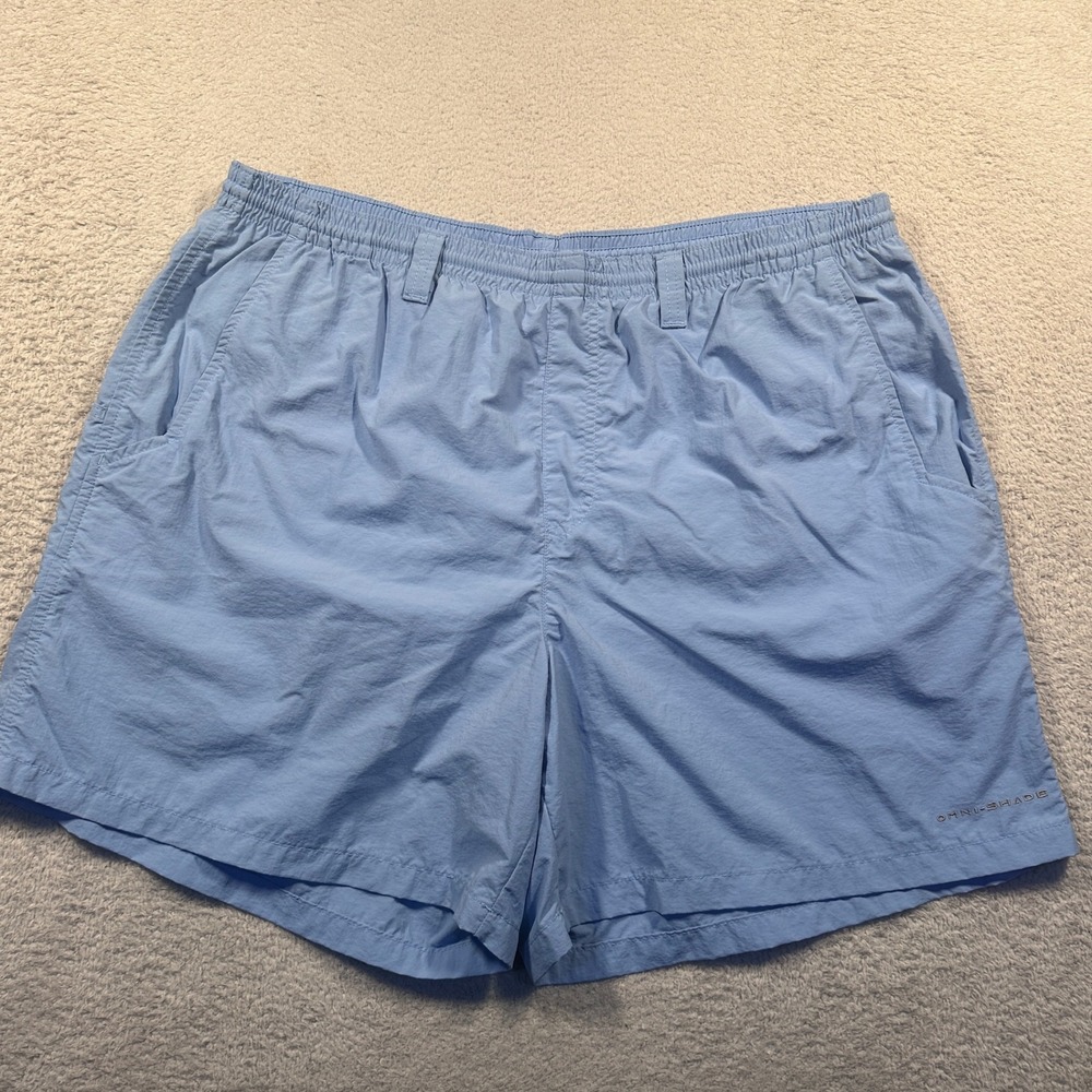 Columbia PFG Mens XL Blue Omni-Shade Nylon Fishing Shorts Mesh Lined Swim Trunks